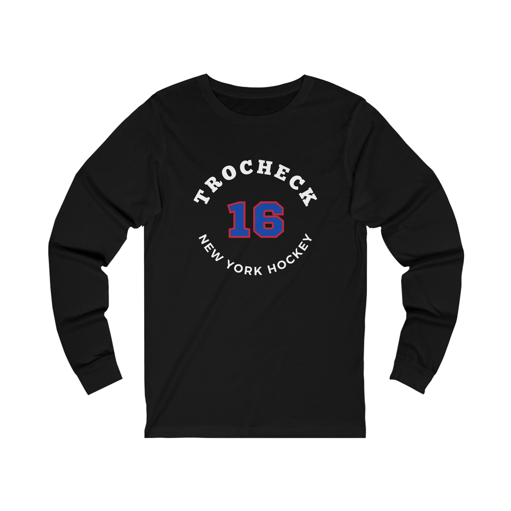 Trocheck 16 New York Hockey Number Arch Design Unisex Jersey Long Sleeve Shirt