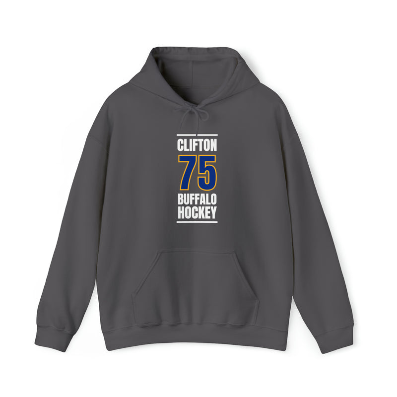 Clifton 75 Buffalo Hockey Royal Blue Vertical Design Unisex Hooded Sweatshirt