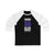 Lindgren 55 New York Hockey Royal Blue Vertical Design Unisex Tri-Blend 3/4 Sleeve Raglan Baseball Shirt