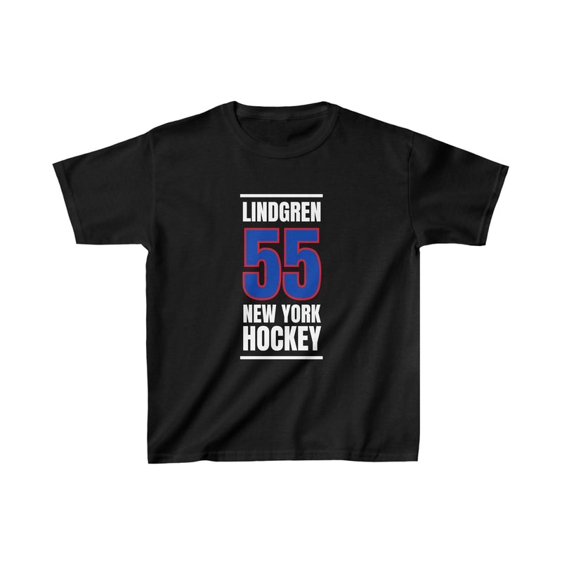 Lindgren 55 New York Hockey Royal Blue Vertical Design Kids Tee