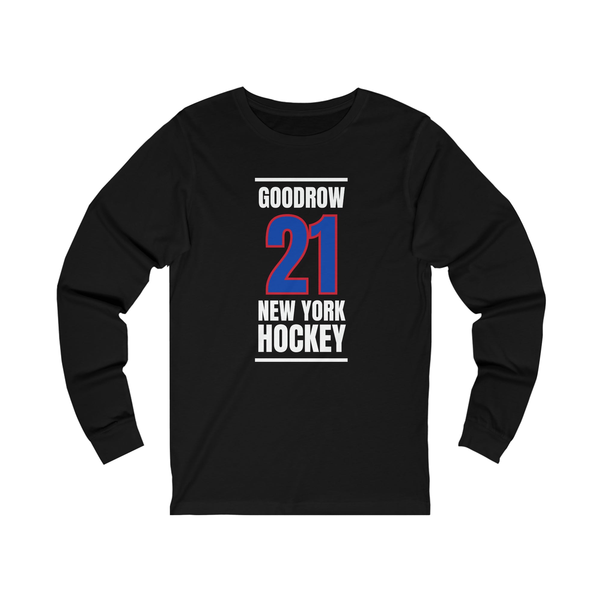 Goodrow 21 New York Hockey Royal Blue Vertical Design Unisex Jersey Long Sleeve Shirt