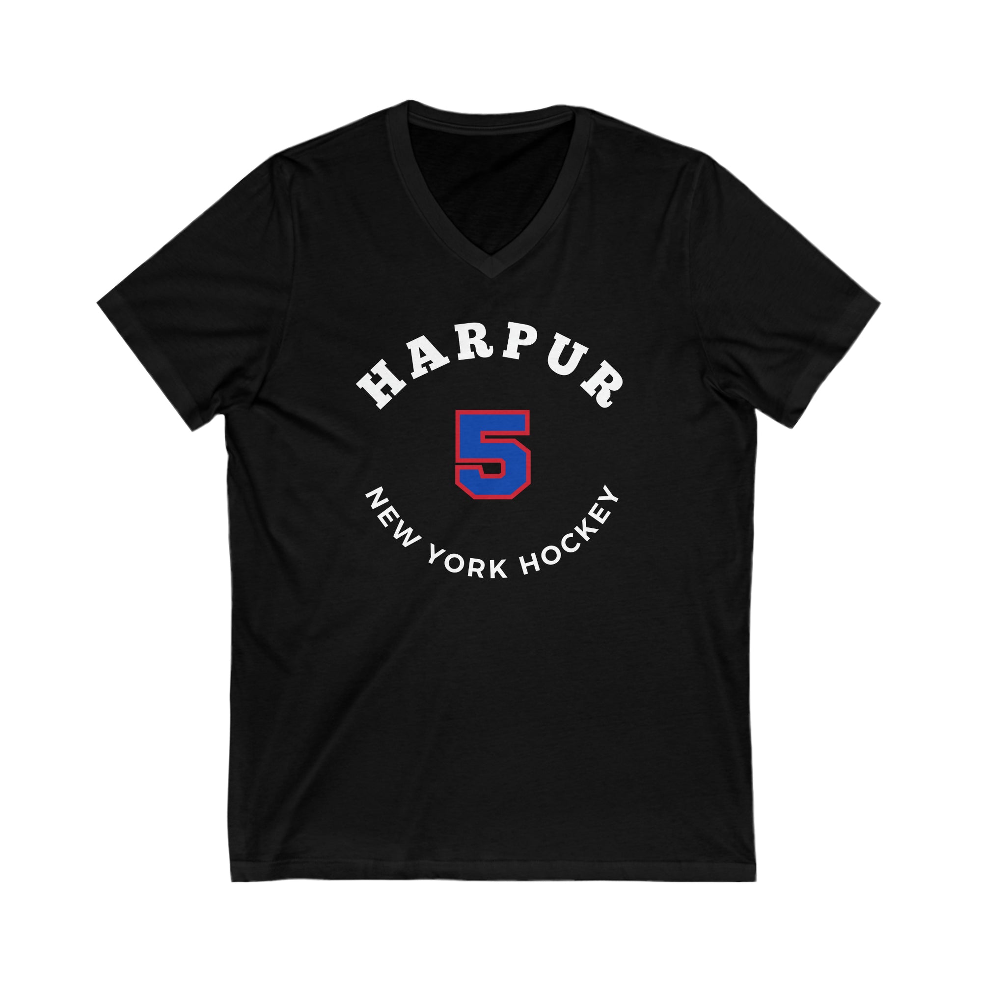 Harpur 5 New York Hockey Number Arch Design Unisex V-Neck Tee