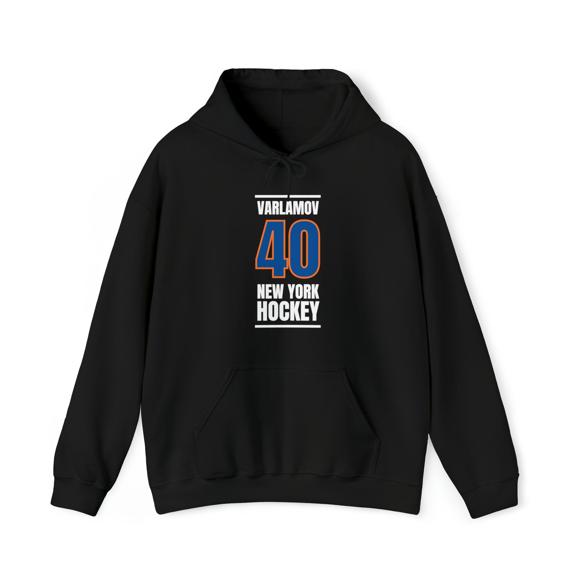 Varlamov 40 New York Hockey Blue Vertical Design Unisex Hooded Sweatshirt