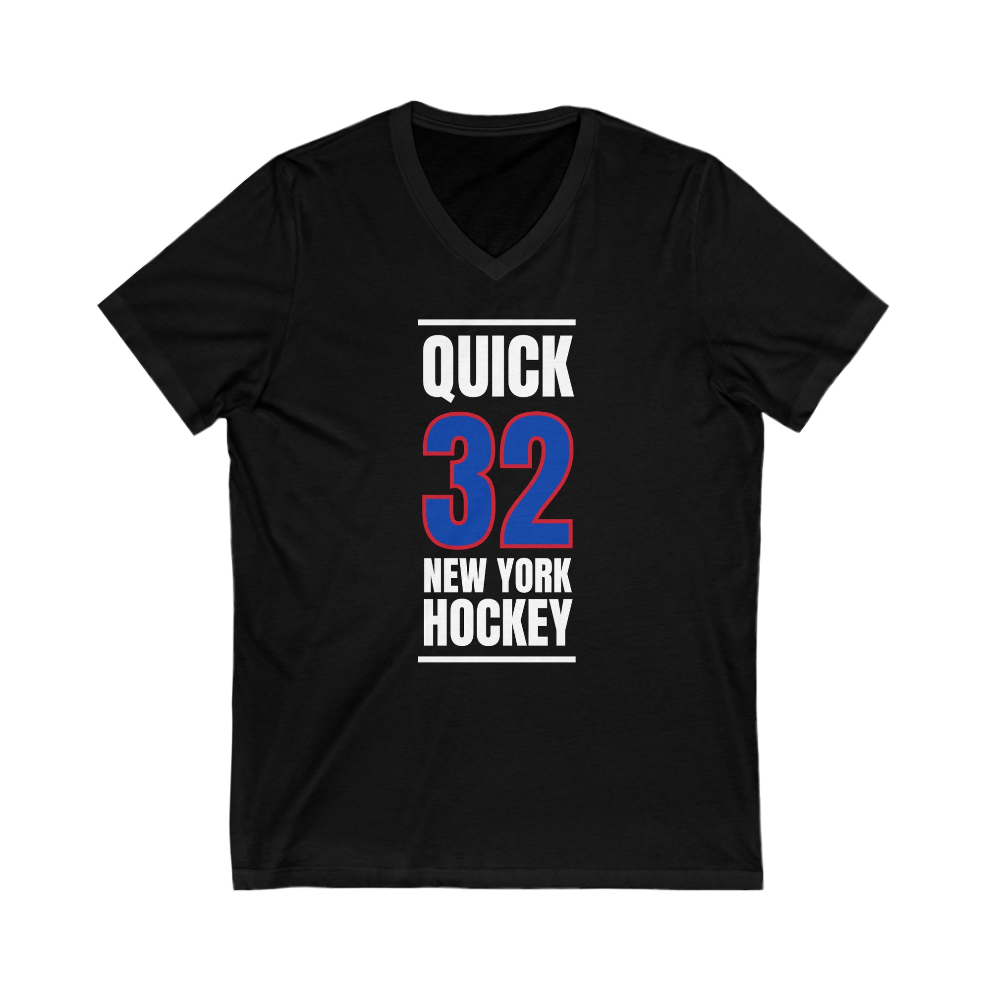 Quick 32 New York Hockey Royal Blue Vertical Design Unisex V-Neck Tee