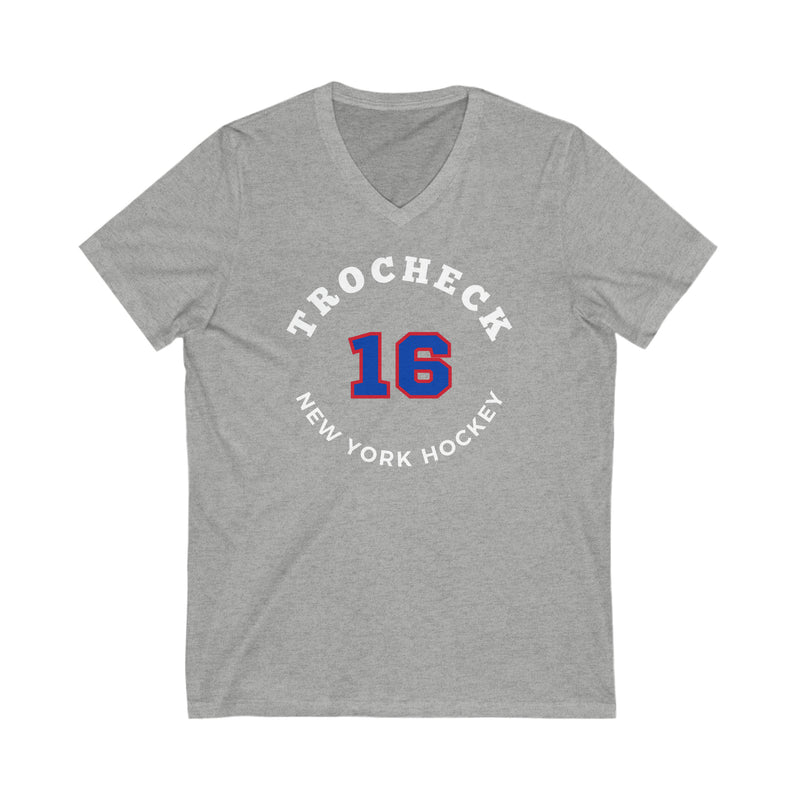 Trocheck 16 New York Hockey Number Arch Design Unisex V-Neck Tee