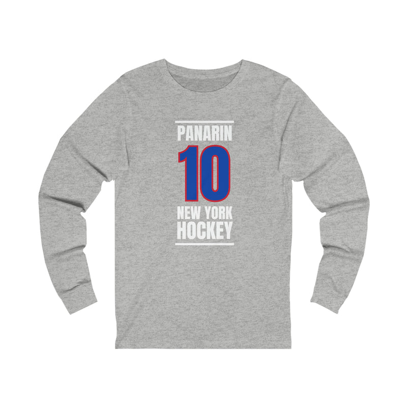 Panarin 10 New York Hockey Royal Blue Vertical Design Unisex Jersey Long Sleeve Shirt