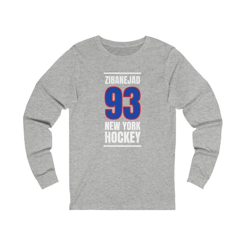 Zibanejad 93 New York Hockey Royal Blue Vertical Design Unisex Jersey Long Sleeve Shirt