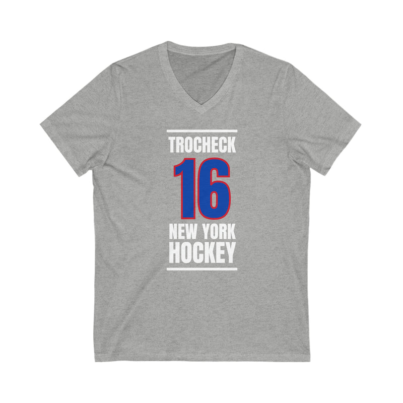 Trocheck 16 New York Hockey Royal Blue Vertical Design Unisex V-Neck Tee