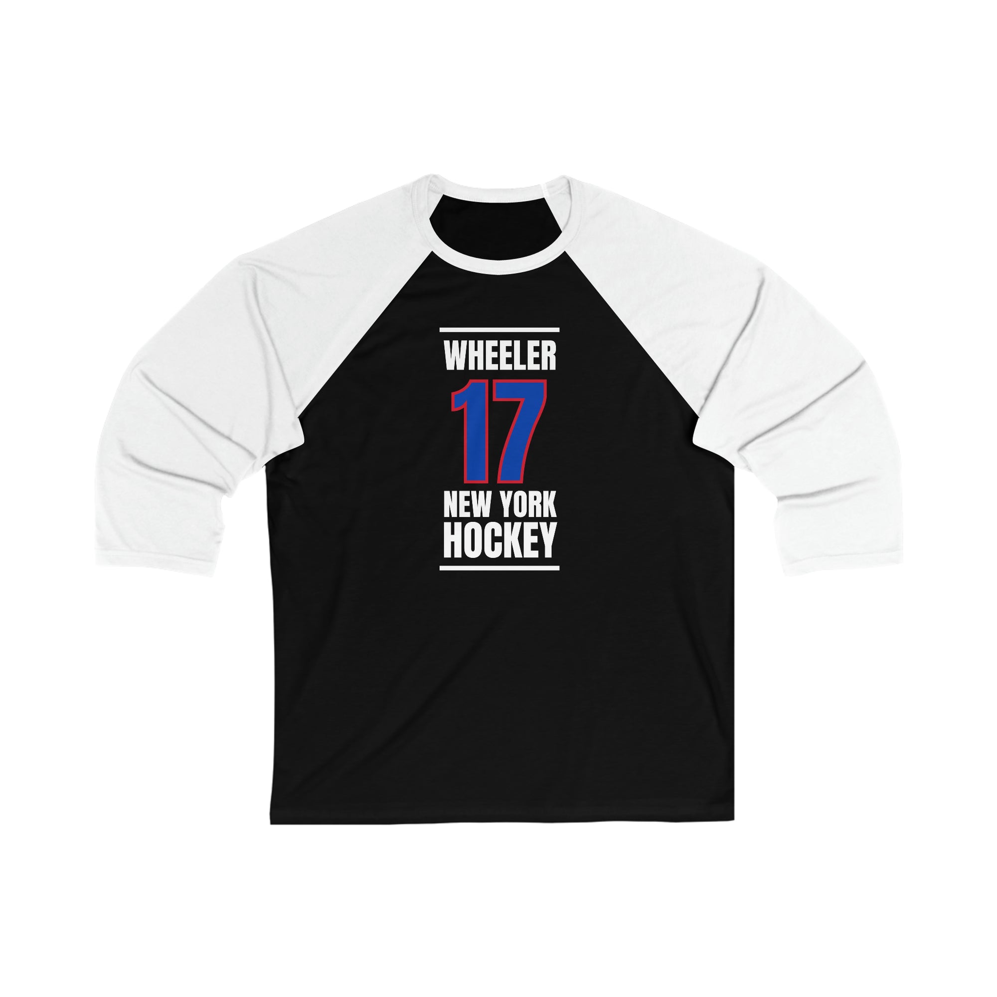 Wheeler 17 New York Hockey Royal Blue Vertical Design Unisex Tri-Blend 3/4 Sleeve Raglan Baseball Shirt