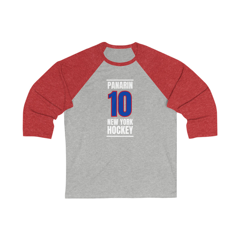 Panarin 10 New York Hockey Royal Blue Vertical Design Unisex Tri-Blend 3/4 Sleeve Raglan Baseball Shirt
