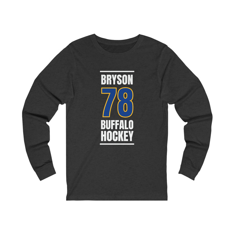 Bryson 78 Buffalo Hockey Royal Blue Vertical Design Unisex Jersey Long Sleeve Shirt