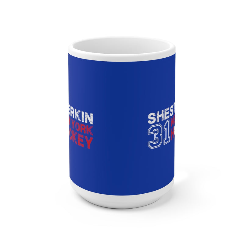 Shesterkin 31 New York Hockey Ceramic Coffee Mug In Blue, 15oz