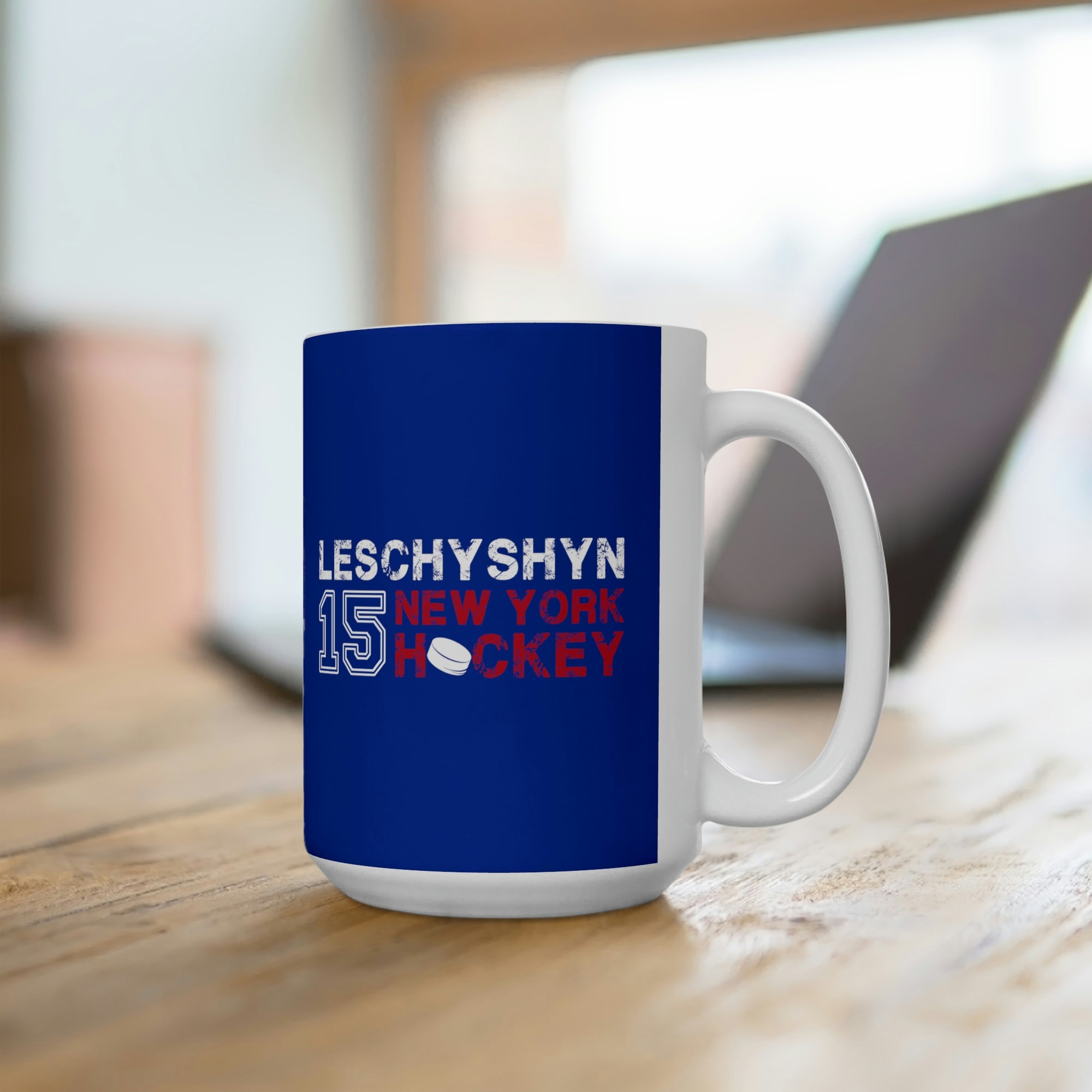 Leschyshyn 15 New York Hockey Ceramic Coffee Mug In Blue, 15oz