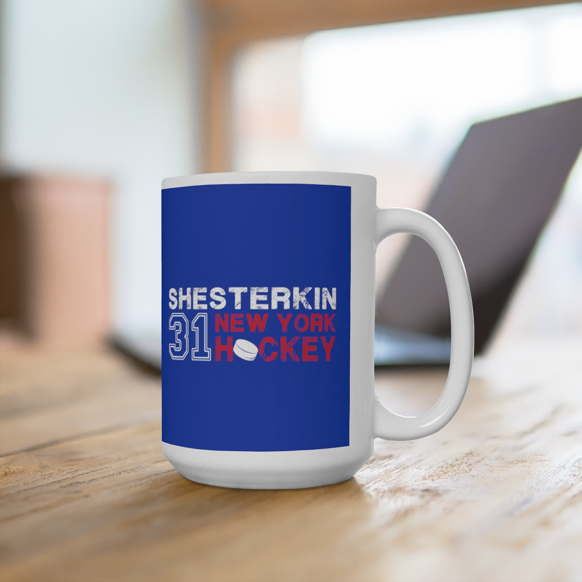 Shesterkin 31 New York Hockey Ceramic Coffee Mug In Blue, 15oz