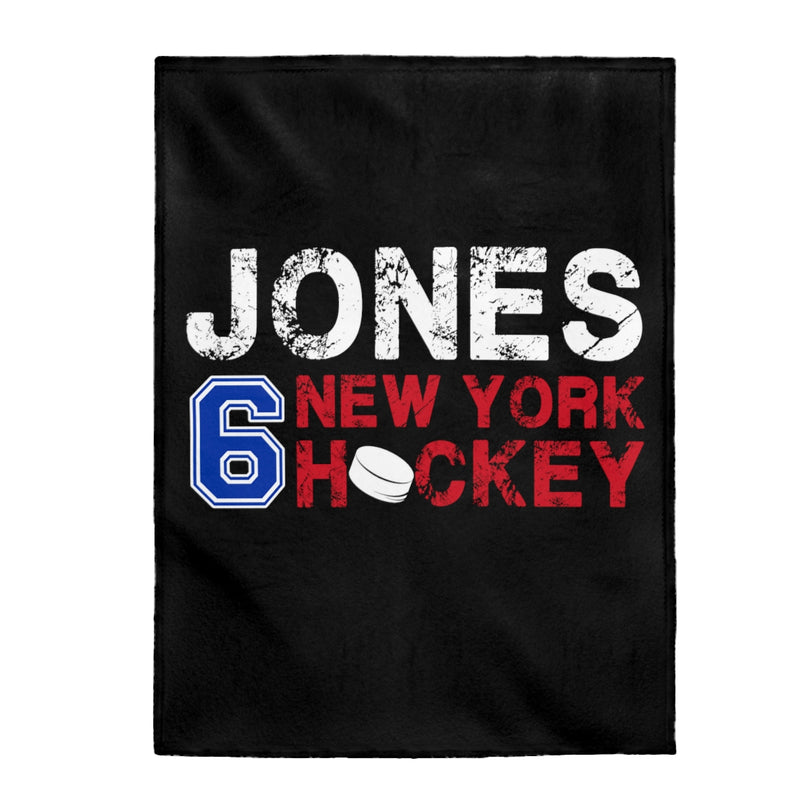 Jones 6 New York Hockey Velveteen Plush Blanket