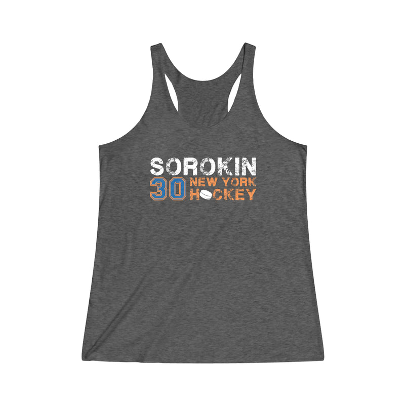 Sorokin 30 New York Hockey Women's Tri-Blend Racerback Tank Top