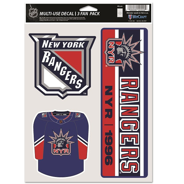New York Rangers Special Edition Multi-Use Decal, 3 Pack