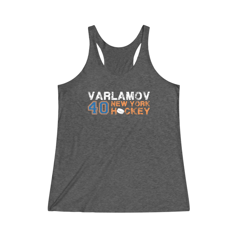 Varlamov 40 New York Hockey Women's Tri-Blend Racerback Tank Top