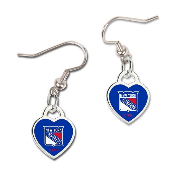 New York Rangers 3D Heart Dangle Earrings