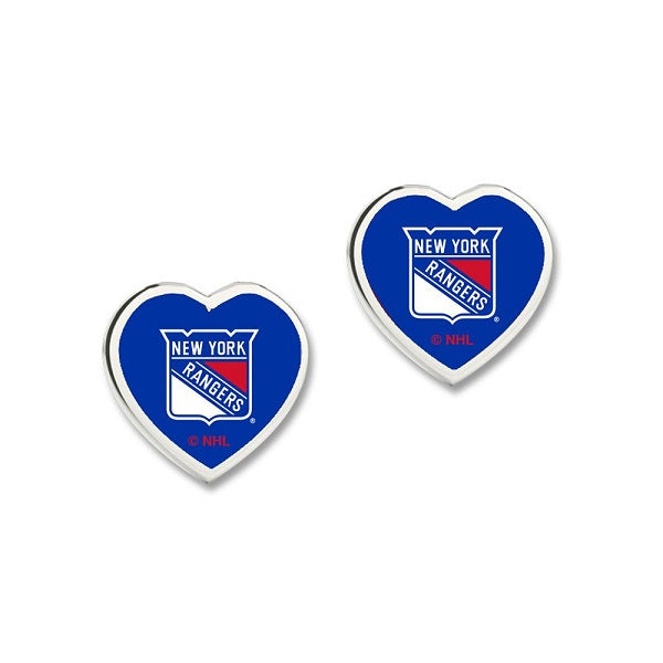 New York Rangers 3D Heart Post Earrings