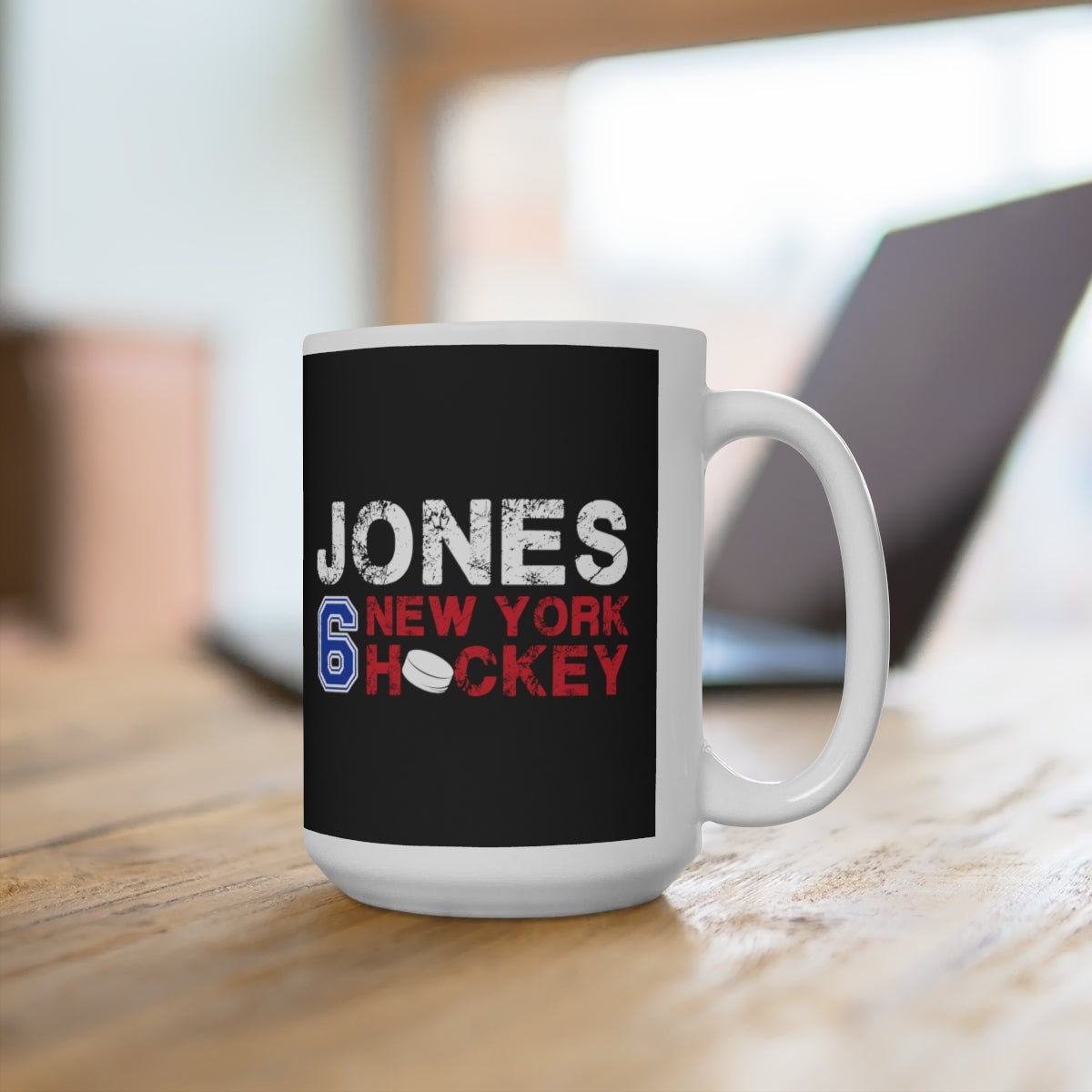 Jones 6 New York Hockey Ceramic Coffee Mug In Black, 15oz