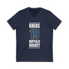 Krebs 19 Buffalo Hockey Royal Blue Vertical Design Unisex V-Neck Tee