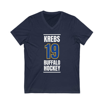 Krebs 19 Buffalo Hockey Royal Blue Vertical Design Unisex V-Neck Tee