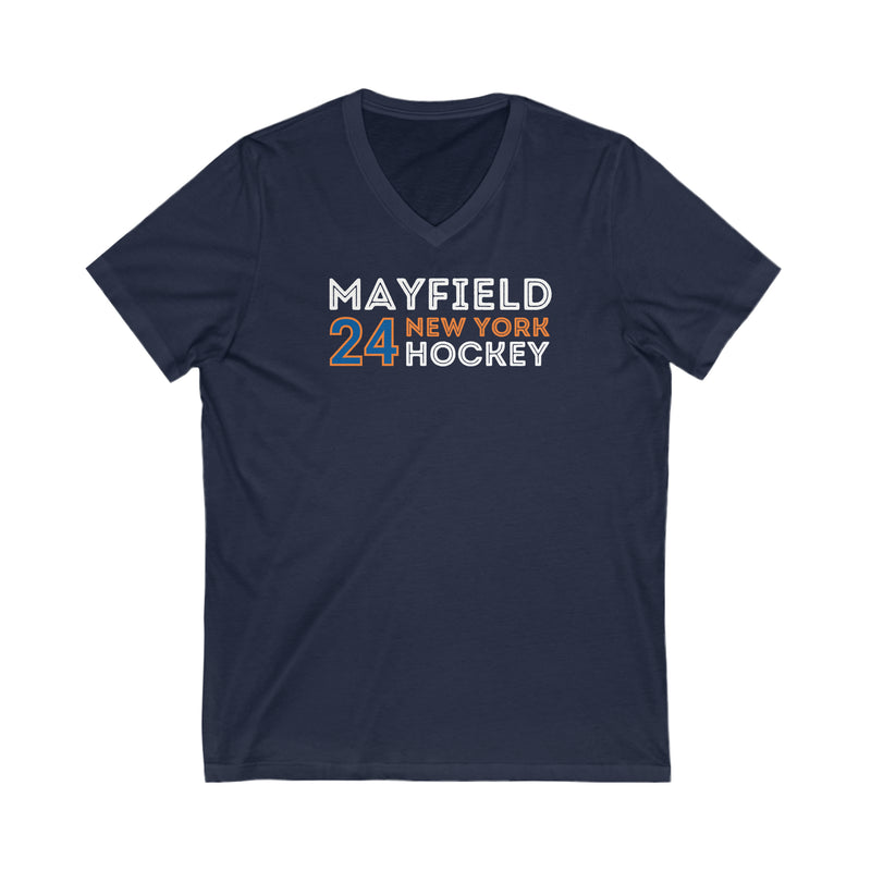 Mayfield 24 New York Hockey Grafitti Wall Design Unisex V-Neck Tee