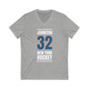 Johnston 32 New York Hockey Blue Vertical Design Unisex V-Neck Tee