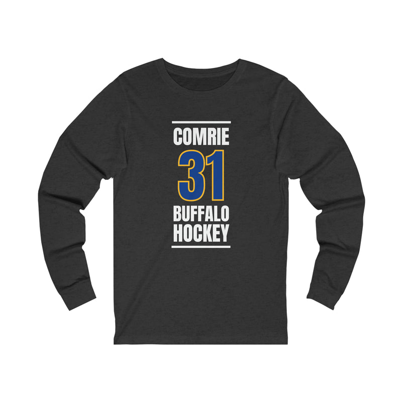 Comrie 31 Buffalo Hockey Royal Blue Vertical Design Unisex Jersey Long Sleeve Shirt