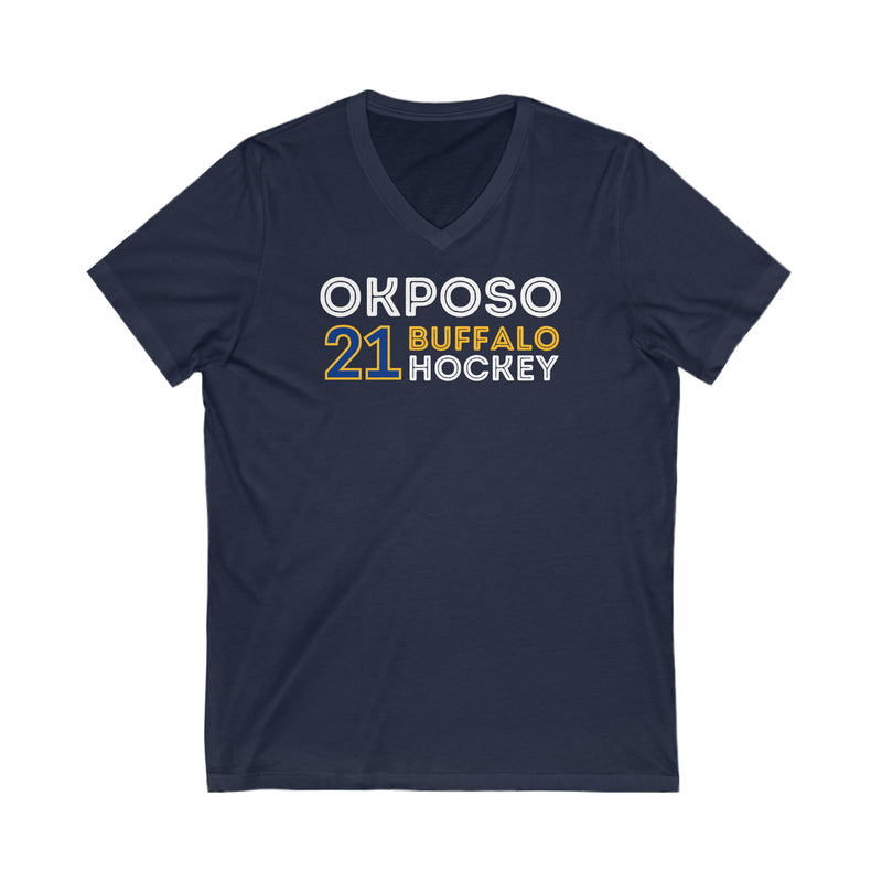 Okposo 21 Buffalo Hockey Grafitti Wall Design Unisex V-Neck Tee