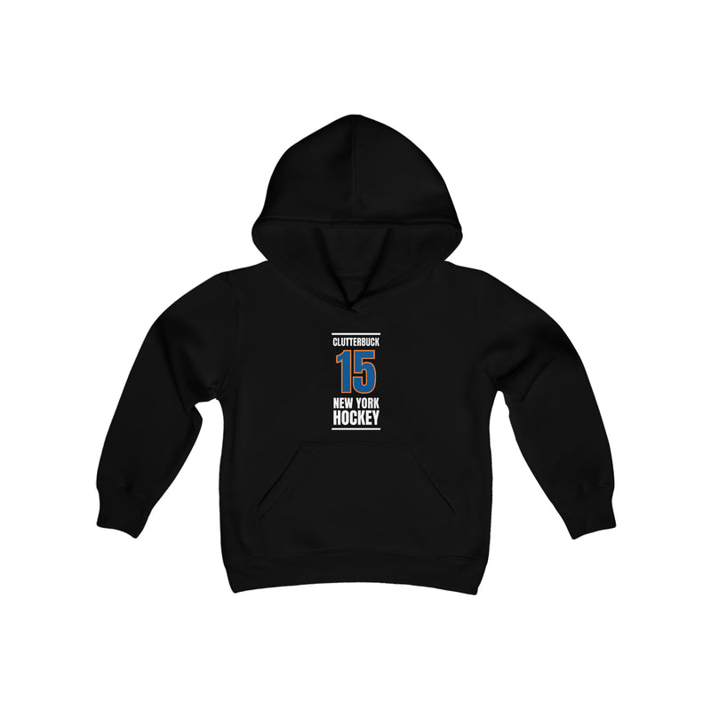 Clutterbuck 15 New York Hockey Blue Vertical Design Youth Hooded Sweatshirt