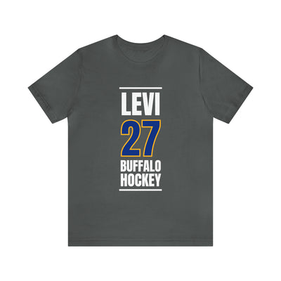 Levi 27 Buffalo Hockey Royal Blue Vertical Design Unisex T-Shirt