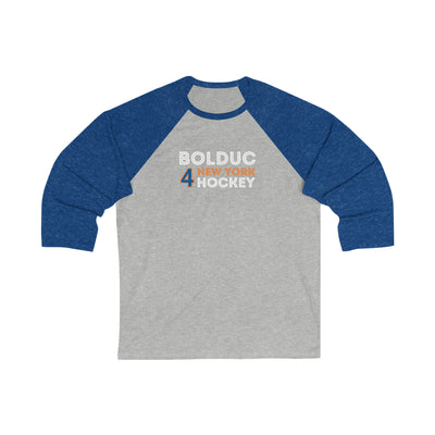 Bolduc 4 New York Hockey Grafitti Wall Design Unisex Tri-Blend 3/4 Sleeve Raglan Baseball Shirt