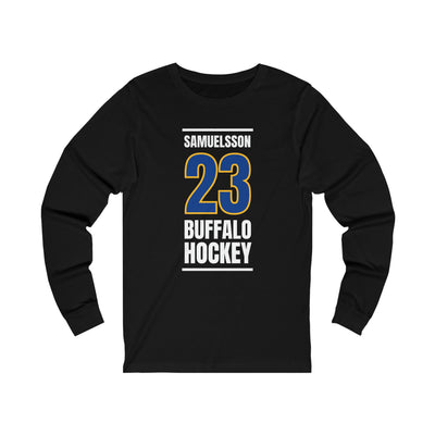 Samuelsson 23 Buffalo Hockey Royal Blue Vertical Design Unisex Jersey Long Sleeve Shirt