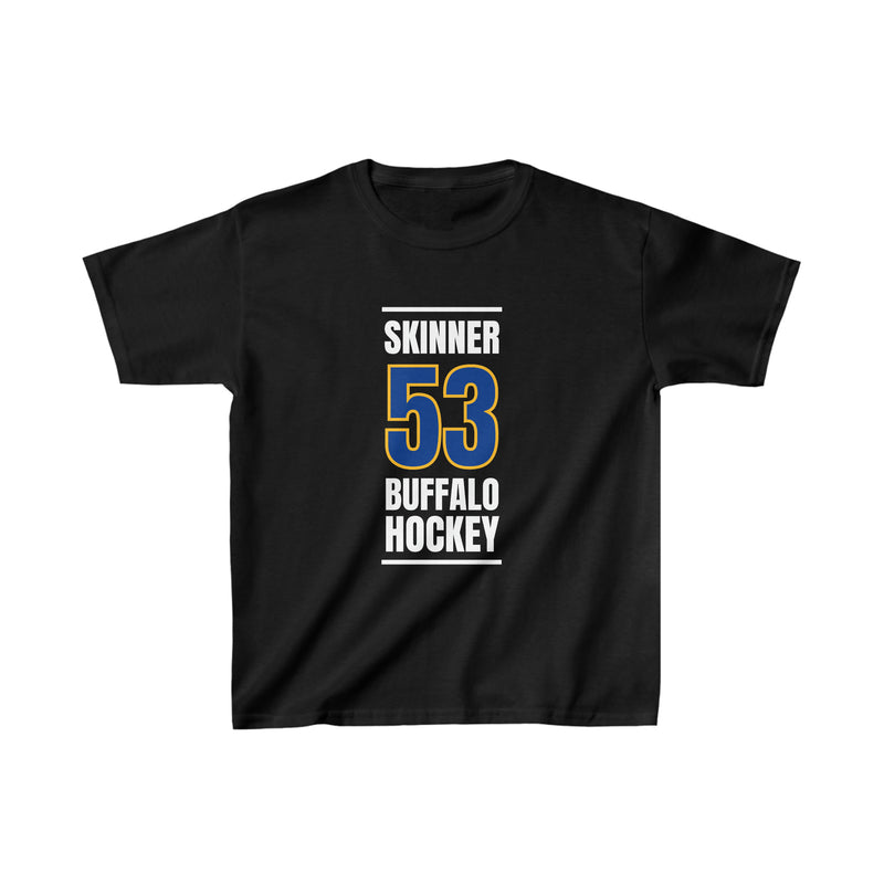 Skinner 53 Buffalo Hockey Royal Blue Vertical Design Kids Tee