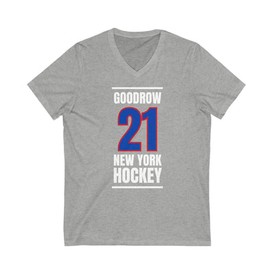 Goodrow 21 New York Hockey Royal Blue Vertical Design Unisex V-Neck Tee