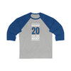 Kuhlman 20 New York Hockey Blue Vertical Design Unisex Tri-Blend 3/4 Sleeve Raglan Baseball Shirt