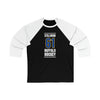 Stillman 61 Buffalo Hockey Royal Blue Vertical Design Unisex Tri-Blend 3/4 Sleeve Raglan Baseball Shirt