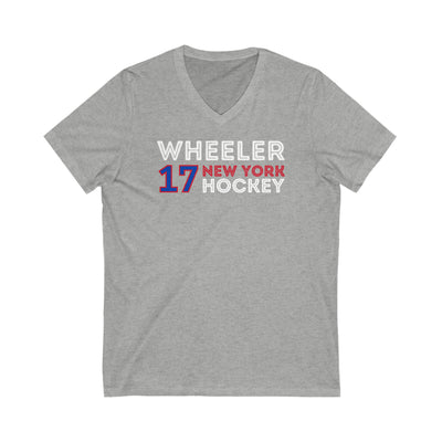 Wheeler 17 New York Hockey Grafitti Wall Design Unisex V-Neck Tee