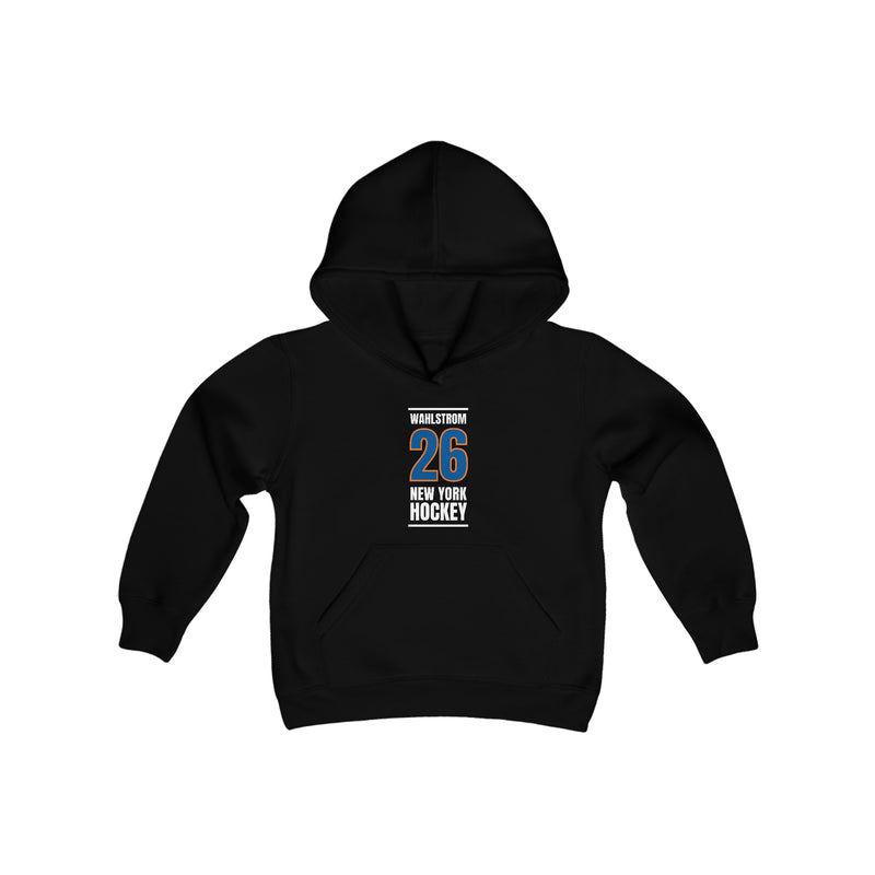 Wahlstrom 26 New York Hockey Blue Vertical Design Youth Hooded Sweatshirt