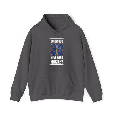 Johnston 32 New York Hockey Blue Vertical Design Unisex Hooded Sweatshirt