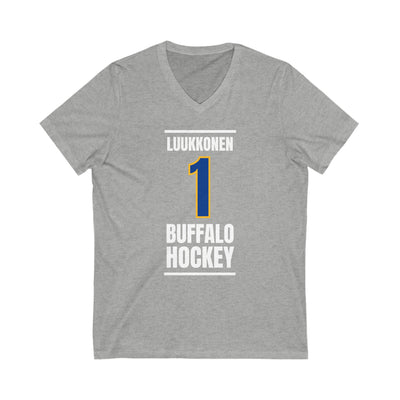 Luukkonen 1 Buffalo Hockey Royal Blue Vertical Design Unisex V-Neck Tee