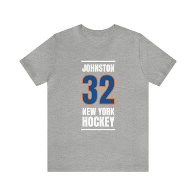 Johnston 32 New York Hockey Blue Vertical Design Unisex T-Shirt