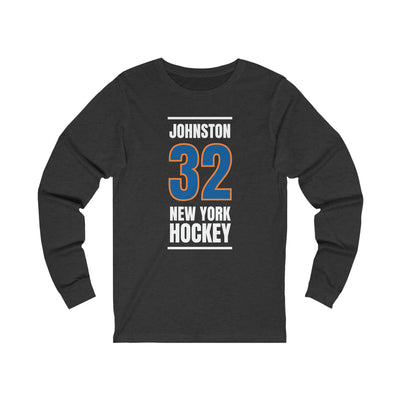 Johnston 32 New York Hockey Blue Vertical Design Unisex Jersey Long Sleeve Shirt