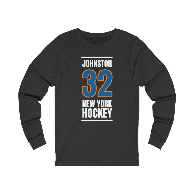 Johnston 32 New York Hockey Blue Vertical Design Unisex Jersey Long Sleeve Shirt