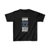 Quinn 22 Buffalo Hockey Royal Blue Vertical Design Kids Tee