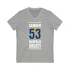 Skinner 53 Buffalo Hockey Royal Blue Vertical Design Unisex V-Neck Tee