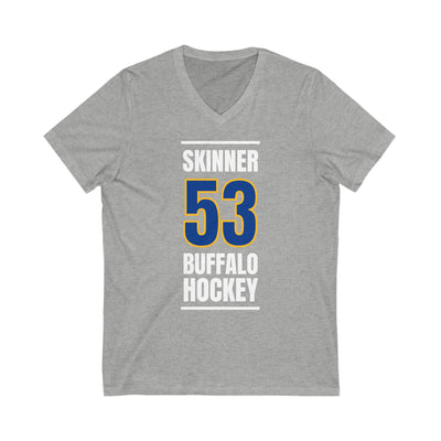 Skinner 53 Buffalo Hockey Royal Blue Vertical Design Unisex V-Neck Tee