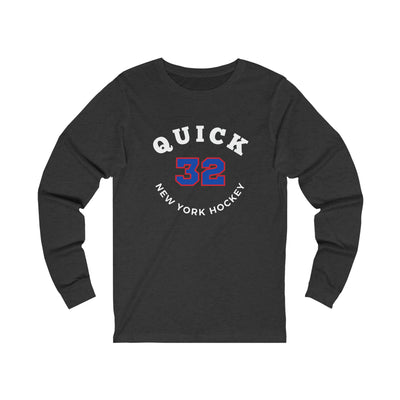 Quick 32 New York Hockey Number Arch Design Unisex Jersey Long Sleeve Shirt